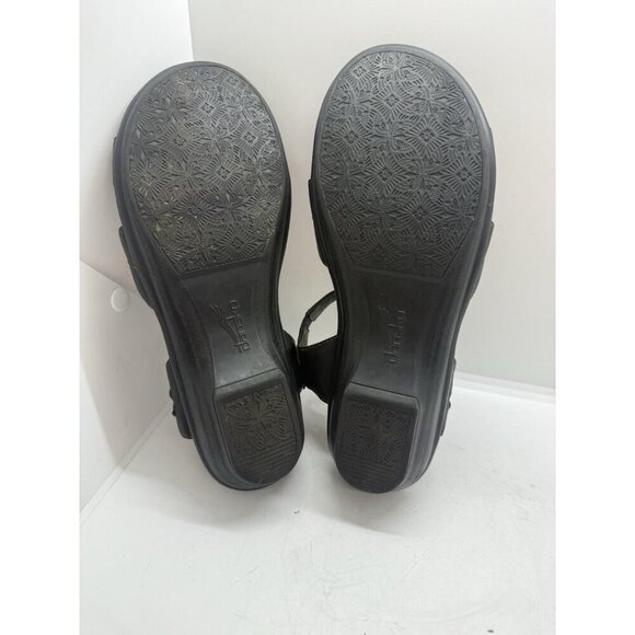 Dansko Women's Sz 38 7.5 US Black Leather Twisted Strap Flat Sandals 6306020200 - Picture 7 of 9